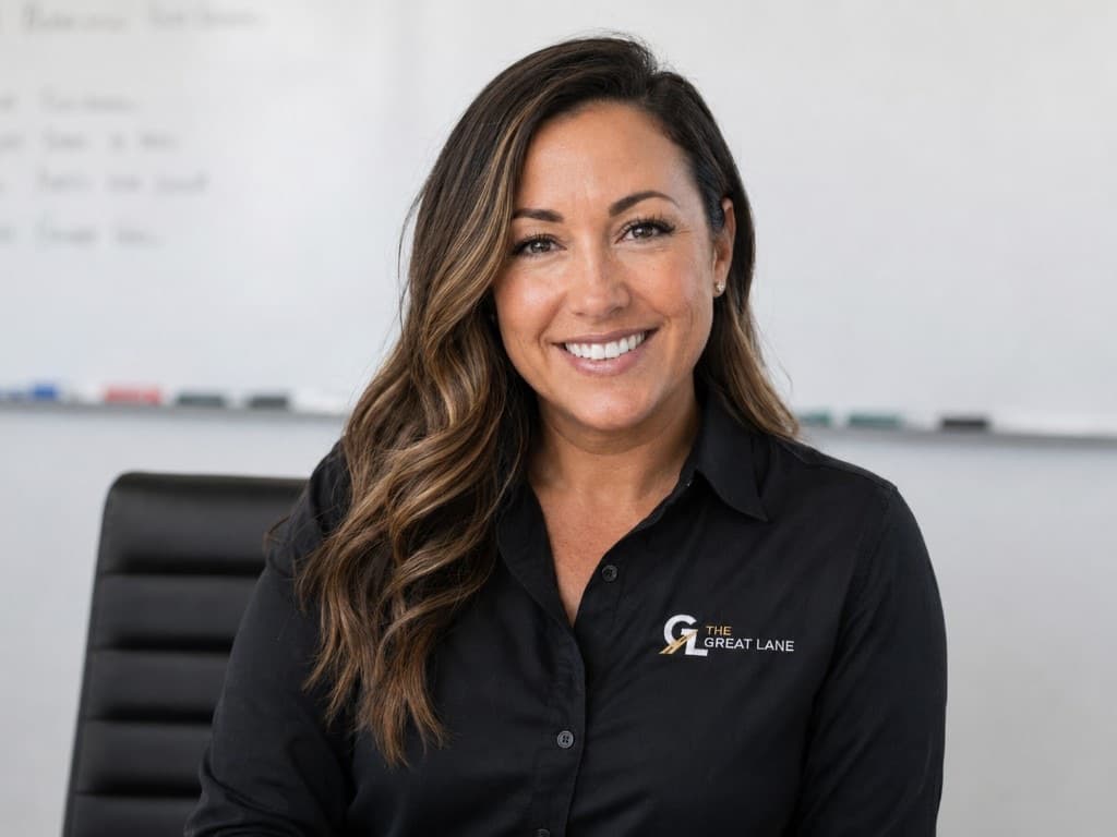 Jessica Barnes, Great Lane recruiter, in branded company attire